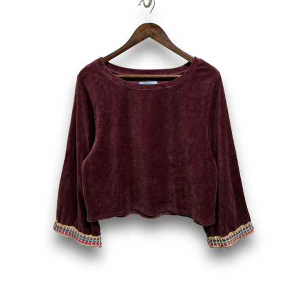 Judith March Women's Velvet Open Neck Sweatshirt Red‎ Size Small 22 x 21 - Picture 1 of 6